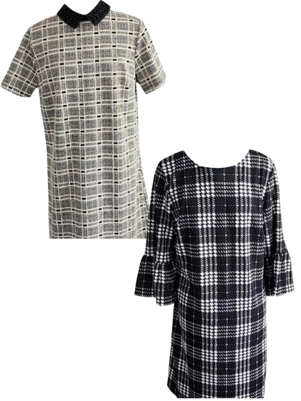 2pc Venus tweed jacquard & Violet B Houndstooth dresses, Size L
